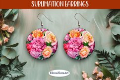 Earrings Roses sublimation, round earrings Flowers Product Image 1