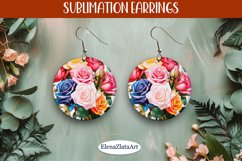 Earrings Roses sublimation, round earrings Flowers Product Image 1