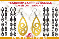 Bundle of Teardrop Earrings Laser Cut SVG Template Product Image 1