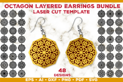 Bundle of Octagon Layered Earrings Laser Cut Templates Product Image 1