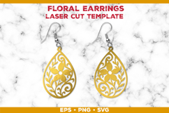 Floral Teardrop Earrings SVG Laser Cut Template Product Image 1