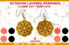 Bundle of Octagon Layered Earrings Laser Cut Templates Product Image 2