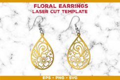 Floral Teardrop Earrings SVG Laser Cut Template Product Image 1
