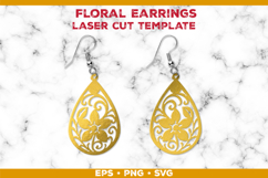 Floral Teardrop Earrings SVG Laser Cut Template Product Image 1