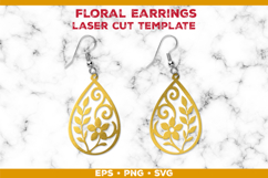 Floral Teardrop Earrings SVG Laser Cut Template Product Image 1