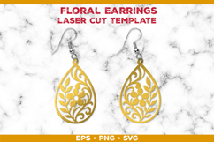 Floral Teardrop Earrings SVG Laser Cut Template Product Image 1