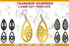 Teardrop Earrings Laser Cut SVG Template, Earring Designs Product Image 1