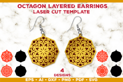 Octagon Layered Earrings Laser Cut Template, Mandala Jewelry Product Image 1
