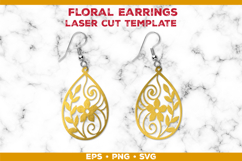 Floral Teardrop Earrings SVG Laser Cut Template Product Image 1