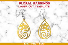 Floral Teardrop Earrings SVG Laser Cut Template Product Image 1