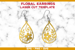 Floral Teardrop Earrings SVG Laser Cut Template Product Image 1