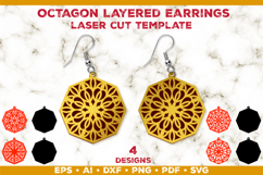 Bundle of Octagon Layered Earrings Laser Cut Templates Product Image 7