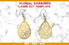 Floral Teardrop Earrings SVG Laser Cut Template Product Image 1