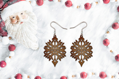 Christmas Earrings Laser Cut. Christmas snowflake Laser Cut. Product Image 2
