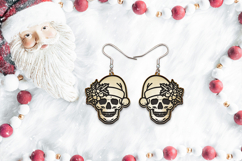 Christmas Earrings Laser Cut. Christmas Scull Engraved. Product Image 2