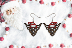 Christmas Earrings Laser Cut. Christmas Highland Cow Laser. Product Image 2