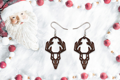 Christmas Earrings Laser Cut. Christmas Deer Laser Cut. Product Image 2