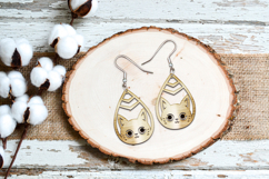 Earrings Laser Cut. Cat Silhouette Laser Cut. Product Image 2