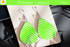 Green Stripe Earrings | Neon Teardrop Jewelry Sublimation Product Image 1