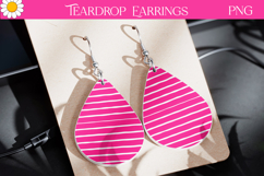 Neon Teardrop Earrings | Pink Striped Earrings Sublimation Product Image 1