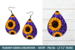 Lavender &amp; Sunflower Teardrop Earring | Earring Sublimation Product Image 1