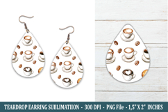 Watercolor Coffee Teardrop Earring | Earring Sublimation Product Image 1