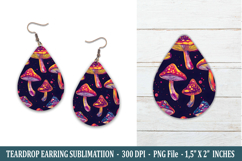 Whimsical Mushroom Teardrop Earring | Earring Sublimation Product Image 1