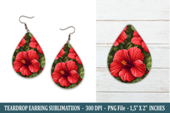 Hibiscus Flower Teardrop Earring | Earring Sublimation Product Image 1