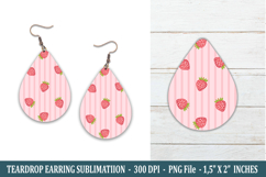 Strawberry Stripe Teardrop Earring | Earring Sublimation Product Image 1