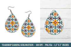 Portuguese Pattern Teardrop Earring | Earring Sublimation Product Image 1