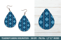 Snowflake Pattern Teardrop Earring | Earring Sublimation Product Image 1
