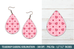 Pink Heart &amp; Flower Teardrop Earring | Earring Sublimation Product Image 1
