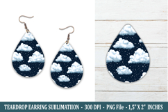 Snowy Clouds Teardrop Earring | Earring Sublimation Product Image 1