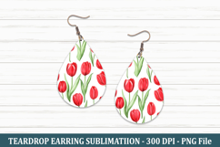 Watercolor Tulip Flower Teardrop Earring | Teardrop Earring Product Image 1
