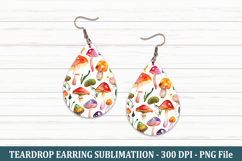 Watercolor Mushroom Teardrop Earring | Teardrop Earring Product Image 1