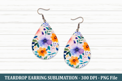 Watercolor Whimsical Flower Teardrop Earring | Teardrop Earr Product Image 1