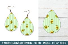 Avocado Stripe Teardrop Earring | Earring Sublimation Product Image 1