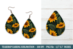 Sunflower Teardrop Earring | Earring Sublimation Product Image 1
