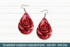3D Inflated Rose Teardrop Earring | Teardrop Earring Product Image 1