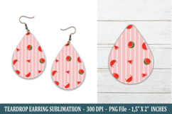 Watermelon Stripe Teardrop Earring | Earring Sublimation Product Image 1