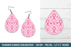 Breast Cancer Ribbon Teardrop Earring | Earring Sublimation Product Image 1