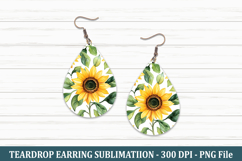 Watercolor Sunflower Teardrop Earring | Teardrop Earring Product Image 1