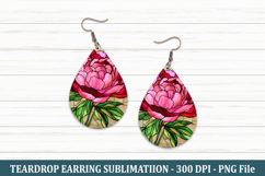 Stained Glass Peony Teardrop Earring | Teardrop Earring Product Image 1