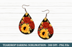 Sunflower &amp; Rose Teardrop Earring | Teardrop Earring Product Image 1