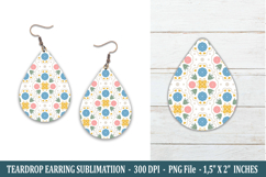 Folk Art Flower Teardrop Earring | Earring Sublimation Product Image 1