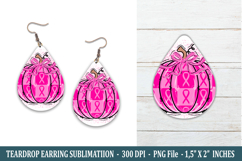 Breast Cancer Pumpkin Teardrop Earring | Earring Sublimation Product Image 1