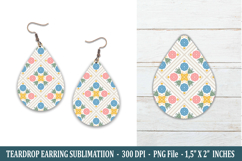 Folk Art Flower Teardrop Earring | Earring Sublimation Product Image 1