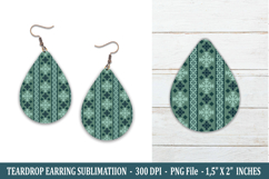 Snowflake Pattern Teardrop Earring | Earring Sublimation Product Image 2