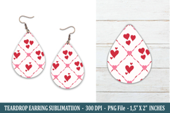 Heart Pattern Teardrop Earring | Earring Sublimation Product Image 1