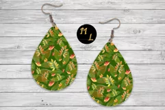Fall earrings png,Autumn leaves earrings png,Green earrings Product Image 1